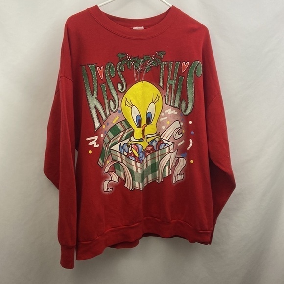Vintage Womens 1997 Tweety Bird Looney Tunes Size 22/24W Christmas Sweatshirt - Picture 8 of 8